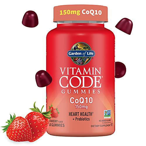 Garden of Life Vitamin Code CoQ10 Gummies 150 mg, Coenzyme Q10 for Heart Health, Energy Production & Healthy Aging + Prebiotics & Probiotics for Diges