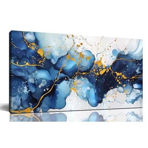 Blue Abstract Wall Art for Living Room - Modern Pictures for Office Wall Decoration - Canvas Art Wall Decor for Bedroom Size 20" x 40" 40"L x 20"W Blu