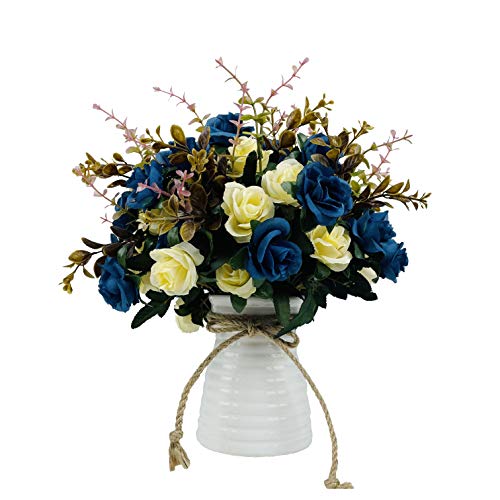 Artificial Flowers with Vase Faux Flower Arrangements for Table Decor Table Centerpieces for Dining Room-Navy Blue