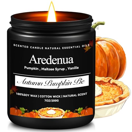 Pumpkin Pie Candle | Fall Pumpkin Candles - Autumn Scented Candle for Falls, 7oz Soy Candles for Home Scented with 50hr Burn Time, Holiday Thanksgivin