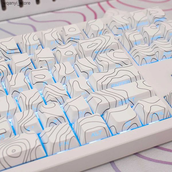 Keyboards 131 key set height line white side bright printing PBT Cherry Profile dye Sub for MX player mechanical keyboard L240910