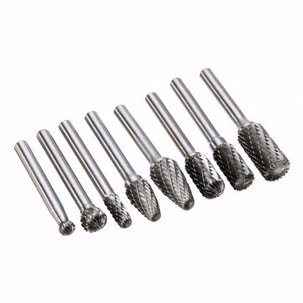 Freeshipping 8pcs-set 1-4 Inch 6mm Double Rotary Tungsten Carbide Burr Bits Rotary Files CNC Engraving Tool Set For Power Tool Cxnbo