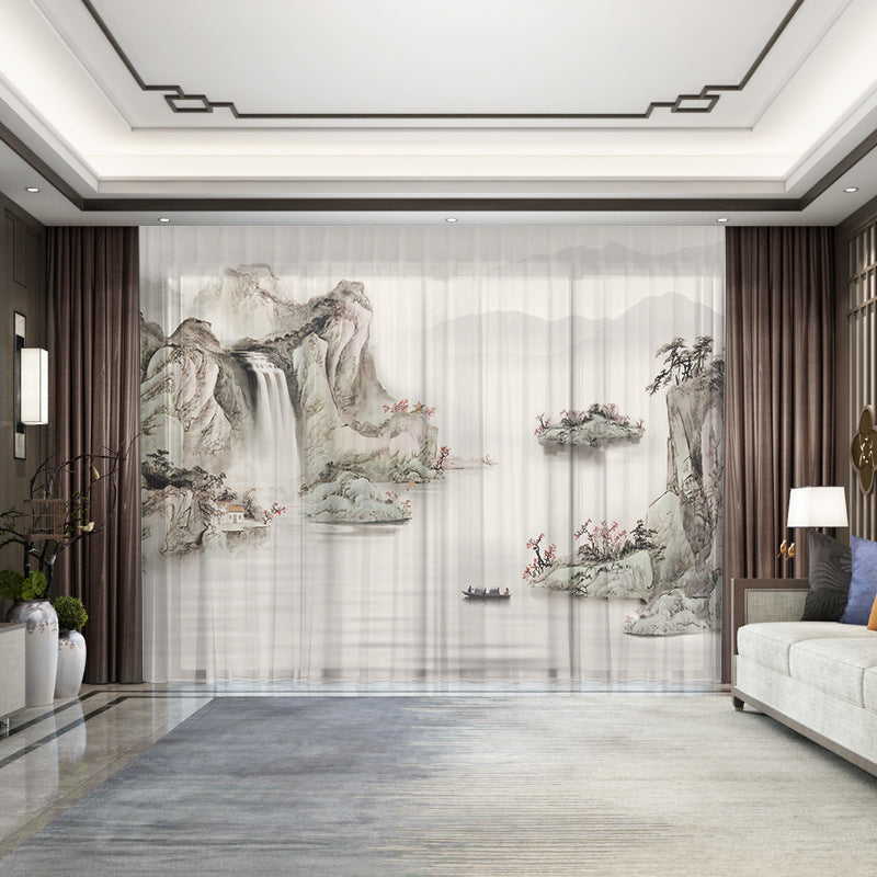 YL-36722 Chinese style curtain for the whole house, new Chinese style, Jiangnan retro classical Hui style ancient building living room villa blackou