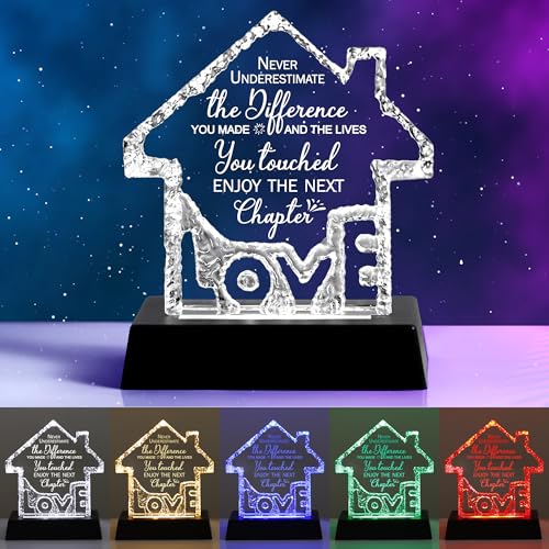 Personalized Crystal House with 7-Color LED Light Base - Ideal Gift for Retirement Graduation Teacher Appreciation Inspirational Gifts Enjoy Crystal+