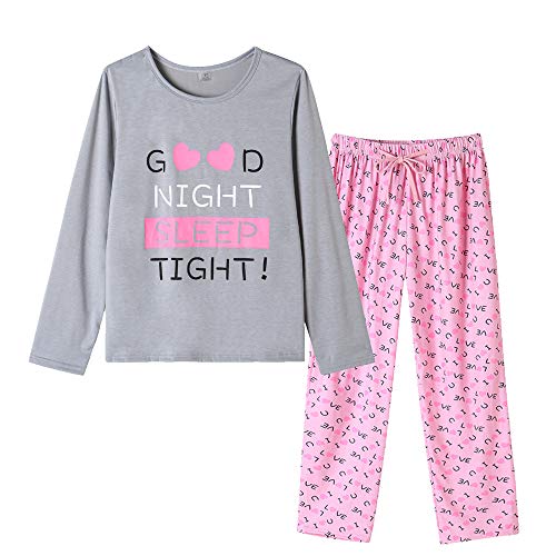 YIJIU Women's Sleepwear Long Sleeve Top and Pants Pajama Set Panda Print Nighty Small Goodnight