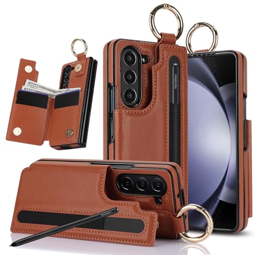for Samsung Galaxy Z Fold 7 Wallet Case with S-Pen Holder and Credit Card Holder, Cash Slot, Luxurious Leather Magnetic Clasp Kickstand Heavy Duty Rin