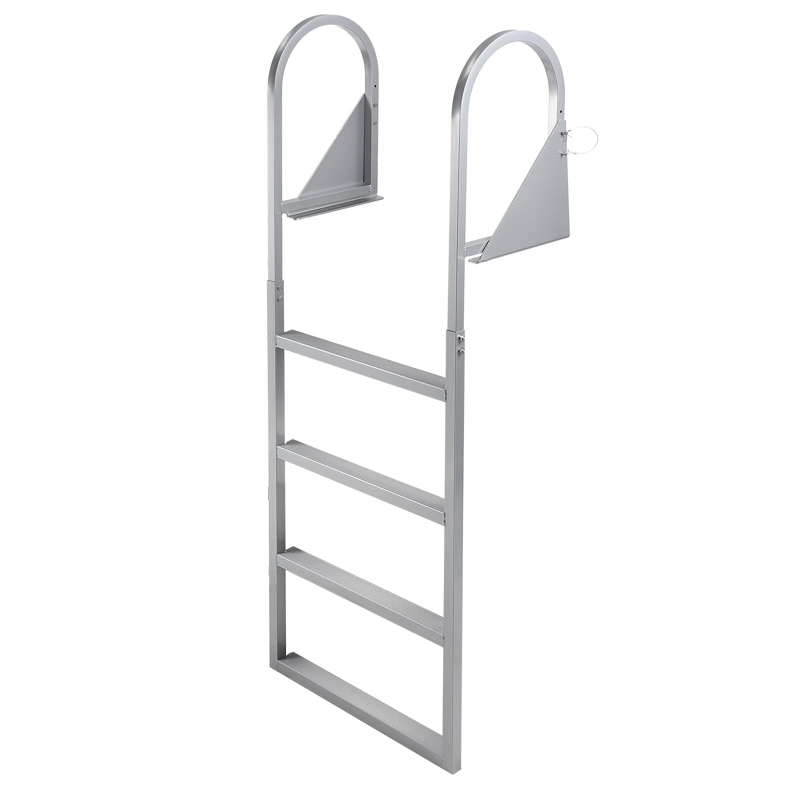 Garvee Flip Up Dock Ladder 4 Steps + Anti-Corrosion 6063 Aluminum + Upgraded Widen Nonslip Pedals + 500lbs Capacity + Adjustable Height + Suitable for