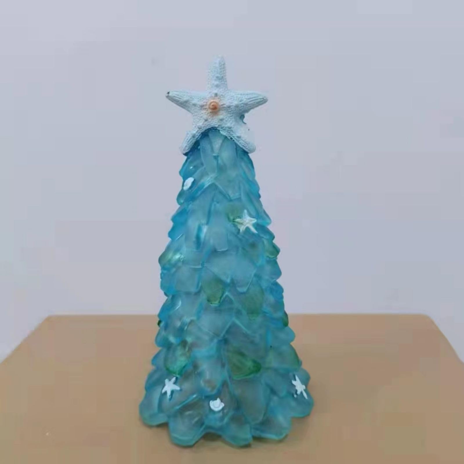 Garvee Christmas Tabletop Ornaments, Christmas Tree Shape Resin Sea Glass Christmas Tree Ornaments for Living Rooms Bedrooms Dining Tables Holiday Dec