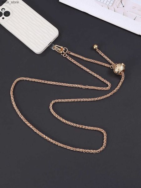 Cell Phone Straps Charms Gold silver iron aluminum chain adjustable length diagonal span mobile phone pendant J241203