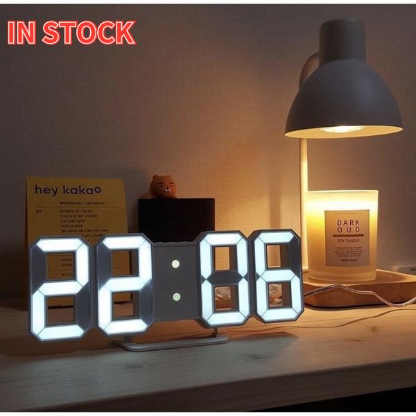 Desk Table Clocks Nordic 3D Digital Wall Clock Luminous Table Clock Led Night Light Alarm Digital Clock Date Display Modern Office Home Deco
