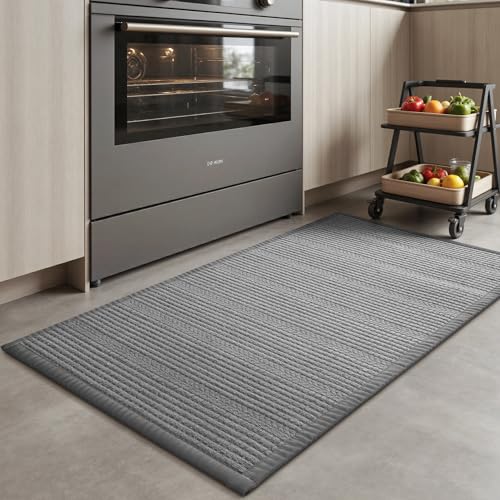 AMOAMI Anti Fatigue Kitchen Mats for Floor, Super Absorbent Kitchen Rugs Non Slip Washable Kitchen Floor Mat, Braided Comfort Standing Mat for Sink La