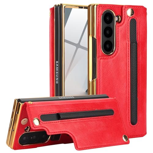 for Samsung Galaxy Z Fold 5 Wallet Case with S-Pen Holder and Credit Card Holder, Built-in Front Screen Flim Protector,Luxurious Leather Magnetic Clas
