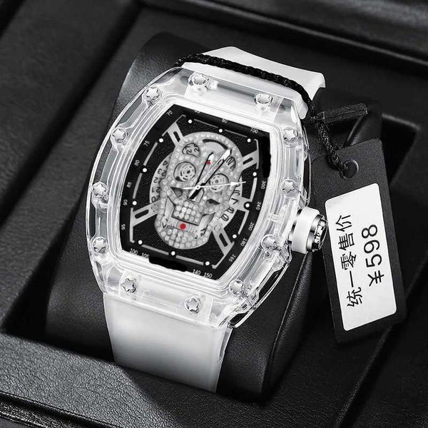 UTHAI L122 New Watch For Men High Beauty Trendy Sports Hollow Transparent Ghost Head Waterproof Wine Bucket Male Clock Watches Z250207