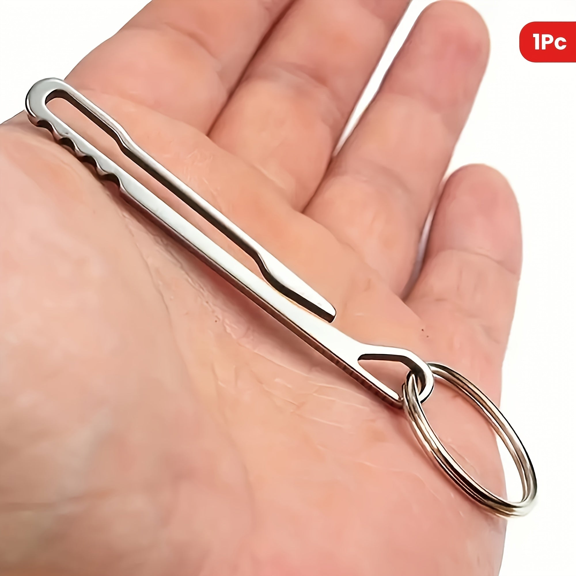 TEMU 1pc Stainless Steel Keychain With - Durable & Stylish Key Ring For Outdoor Camping, Hiking, And Accessories - To Keys, Backpacks, Gear, Hiking