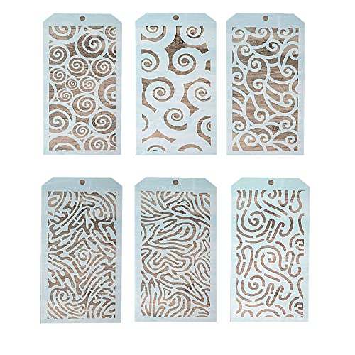 DIY Decorative Stencil Template for Scrapbooking Painting on Wall Furniture Crafts,Set of 6 (Seamless Wave)