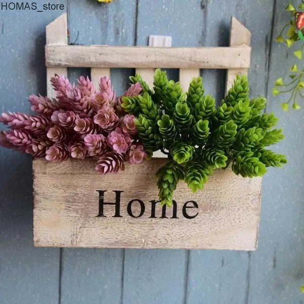 Planters Pots Wall Hanging Flower Pot Fashionable Handmade Wooden Flower Basket for Home Decoration L240910