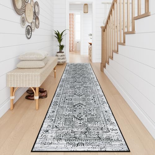 Lahome Boho Washable Runner Rug for Hallways Non Slip, Long 2.5x12 Rug Runner for Hallway Entryway Indoor,12ft Carpet Runner for Bathroom Kitchen Bedr