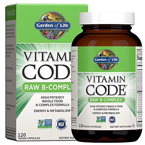 Garden of Life Vitamin B Complex, 120 Vegan Capsules, High Potency Vitamins for Energy & Metabolism with B6, Folate & B12 as Methylcobalamin Plus Prob