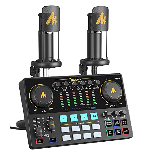 MAONO-MaonoCaster-Podcast Equipment Bundle for 2-includes All-in-one Audio Interface with Premium Mic Preamp, XLR Condenser Microphone, and 3.5MM Mic