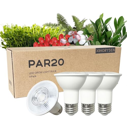 Full Spectrum 7W PAR20 E26 Base Grow Light Bulbs, Indoor Plants Seeds Greens Vegs Microgreens High PPFD, Efficient Light Cast, Energy Saving, LED 150