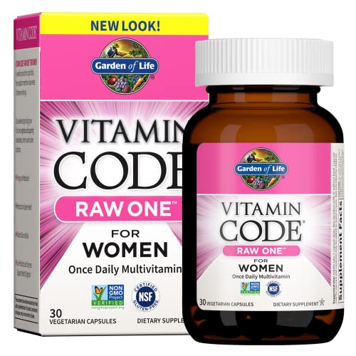 Garden of Life Multivitamin for Women, Vitamin Code Raw One for Women, Once Daily Women's Multi - 30 Capsules, One a Day Vitamins Whole Food Iron, Pro