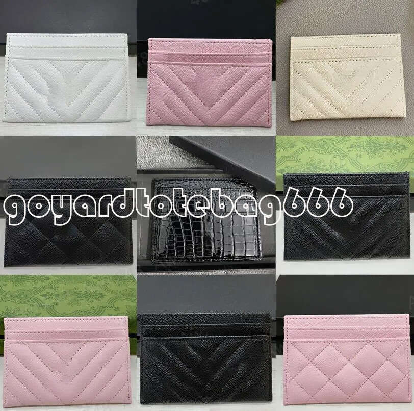 caviar Sheepskin Card Holder Leather Purse Designer Fashion Womens Purses Mens Credit Cards Wallet Bag Travel Documents Passport Holders With Box 5A