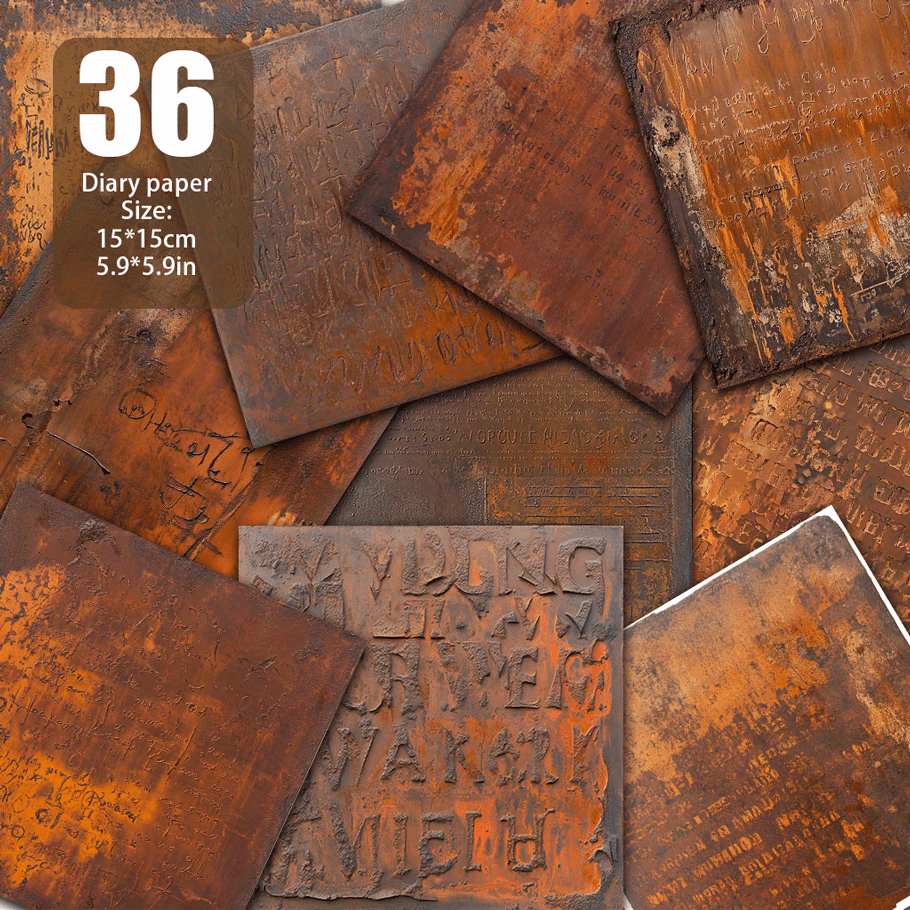 TEMU Rusty Steel Plates With Faded Engravings, Paper, Handmade Paper, And Material Paper Suitable For Greeting Cards, Background Decoration, Junk