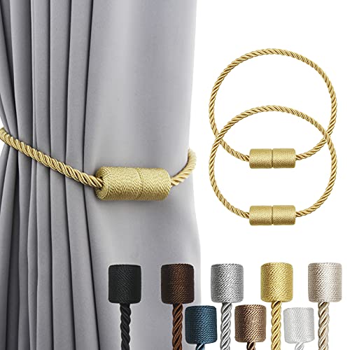2 Pack Strong Magnetic Curtain Tiebacks Outdoor Elegant Decorative Tie Backs Modern Rope Tiebacks for Drapes Window Curtain Holdbacks for Draperies- G