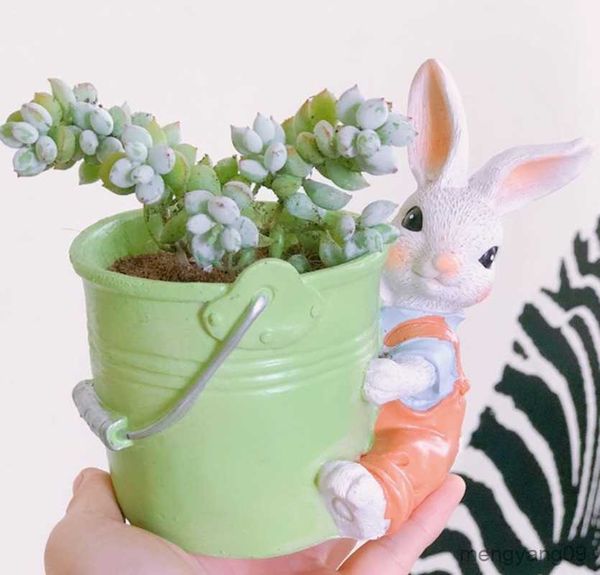 Planters Pots Rabbit Flower Planter Succulent Plant Flower Container Pot Flowerpot Garden Home Decor Easter Decor Bonsai Tabletop Ornament R
