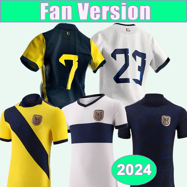 2024 Ecuador Mens Soccer Jerseys M. CAICEDO PLATA HINCAPIE ARBOLEDA ESTUPINAN CIFUENTES GRUEZO MENA Home Away 3rd Football Shirts Adult Unif