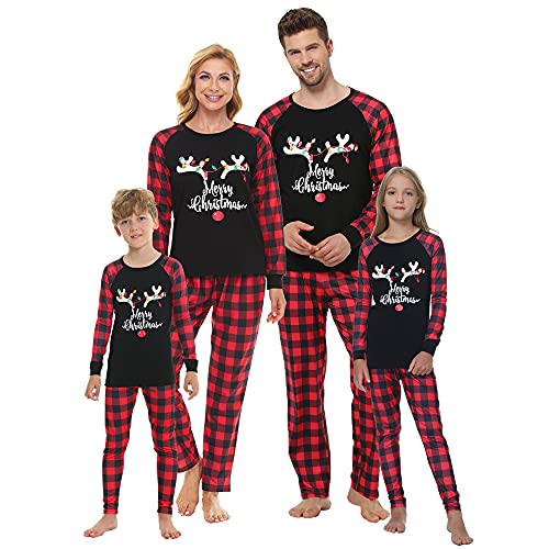 VENTELAN Family Matching Christmas Pajamas Set Holiday Santa Claus Sleepwear Xmas PJS Set for Couples and Kids Kids 2T Red Plaid
