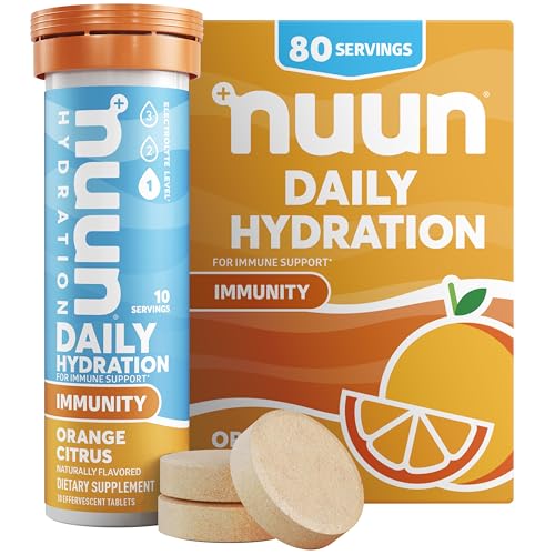 Nuun Immunity Electrolyte Tablets with Vitamin D, C, E, & A, Ginger, Elderberry, Magnesium & 4 Other Essential Electrolytes, Vegan, Orange Citrus, 8 P