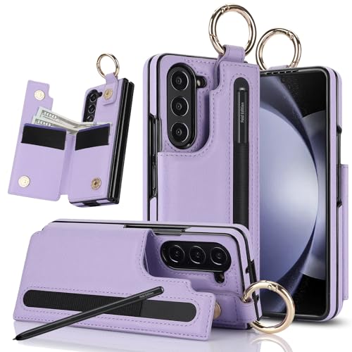 for Samsung Galaxy Z Fold 6 Wallet Case with S-Pen Holder and Credit Card Holder, Cash Slot, Luxurious Leather Magnetic Clasp Kickstand Heavy Duty Rin
