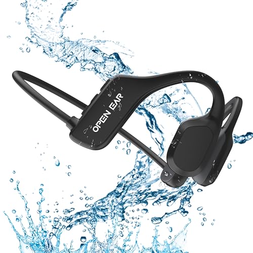 Bone Conduction Headphones IP68 Swimming Waterproof Dustproof Sweatproof MP3 Player Headset Underwater Music Player 8GB 1000 Songs, Open-Ear Wireless