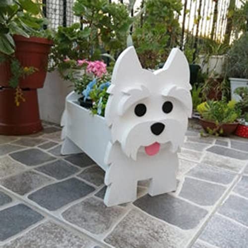 MADEI Cute Dog Planter Plant Pot,Pomeranian Schnauzer Plant Container Rack for Outdoor Indoor Plant Storage Containers for Plants and Stuff (Small,Wes