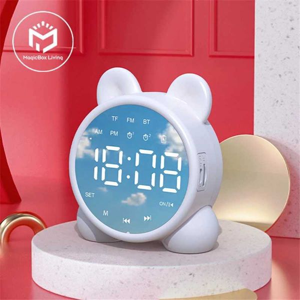 Bluetooth Mirror Table Clock Kids Alarm Clock Cute Cat Digital Alarm Clock For Kids Bedside Clock ChildrenS Sleep Led ClocksM240814