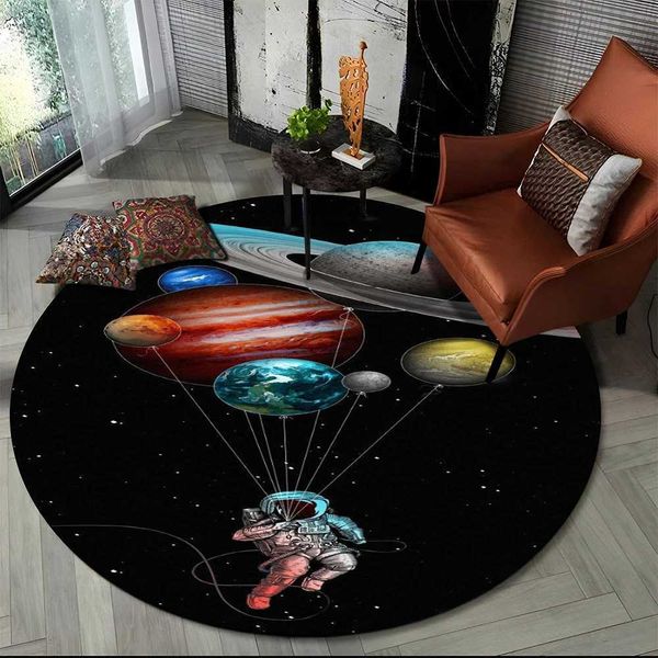 3D Astronaut Space cartoon circular area carpet used for decorating Ro childrens beds sofas Playro carpets non slip floor mats Y240102