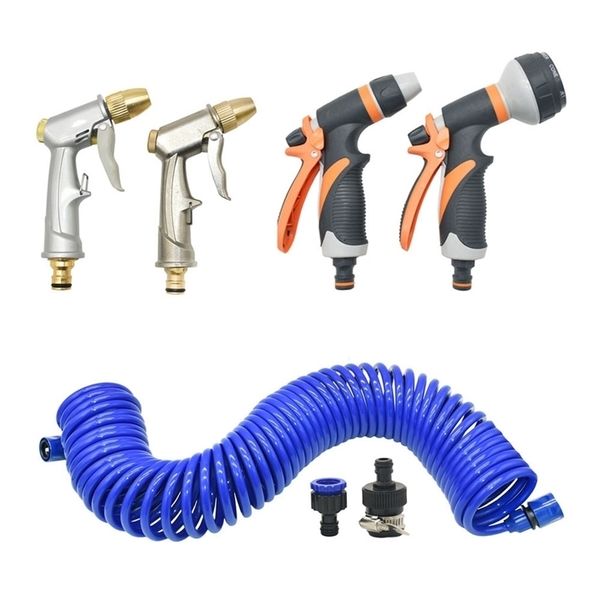 Watering Equipments 10m-15m Portable High-Pressure Water Gun With Spring Tube Car Washing Magic Hose For Flower Lawn 220930