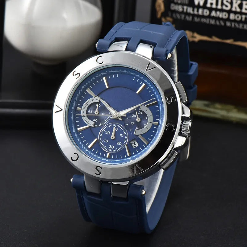 Mens Watches All Dial Work Quartz Watch High Quality Top Luxury Brand Chronograph Clock Rubber Belt Fashion Montre de luxe