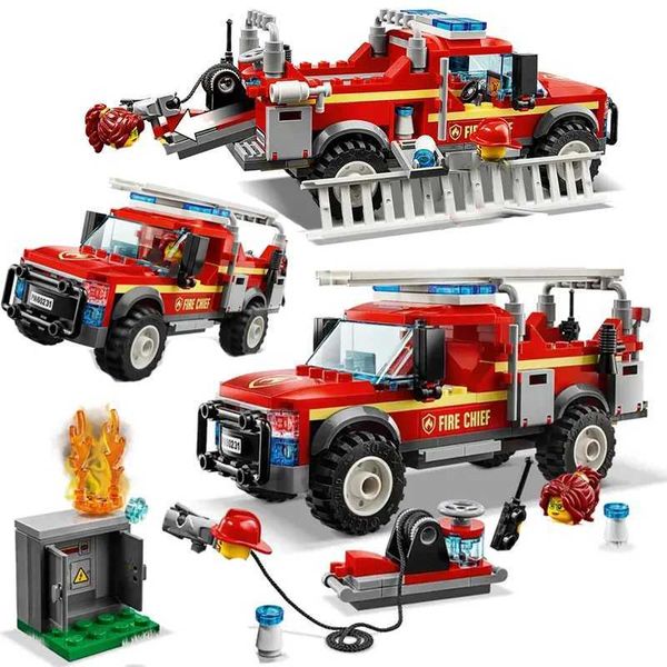 Blocos de construção da série City Chefe de Bombeiros Resposta Brigada Brigada de Incêndio Crianças Presente de Férias Montagem de Toys C250
