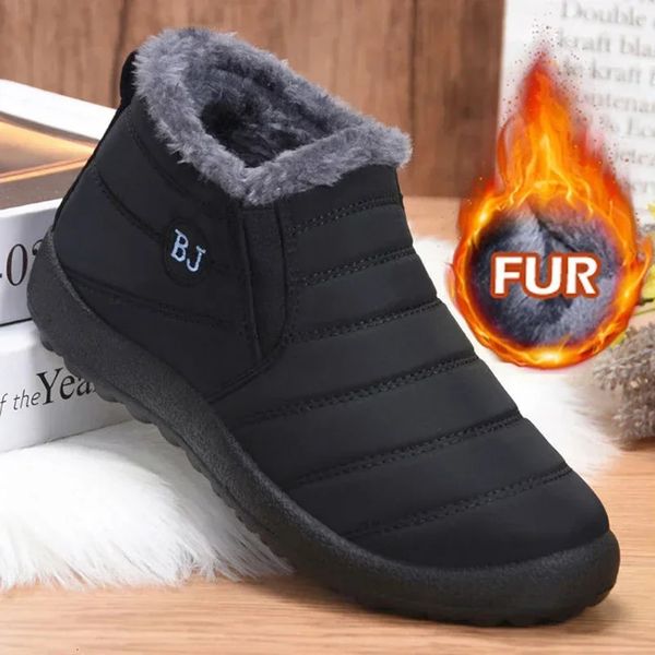 Waterproof Winter Boots for Women Plush Snow Boots Women Ankle Boots Warm Black Couple Cotton Couples Platform Shoes 240718