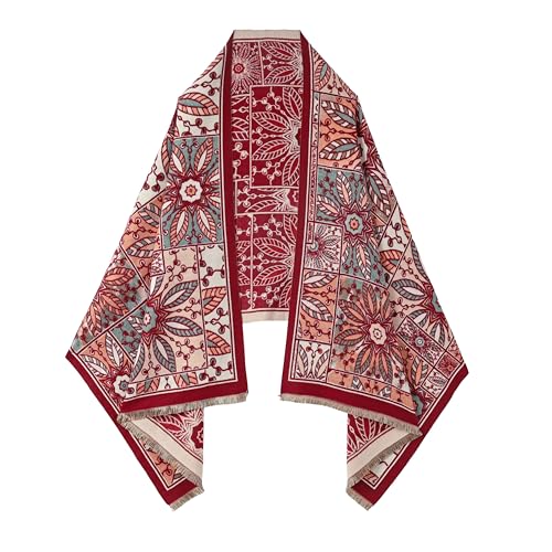 SWAT PANY Scarf for Women Pashmina Blanket Shawls and Wraps Winter Warm Scarves Wine Red