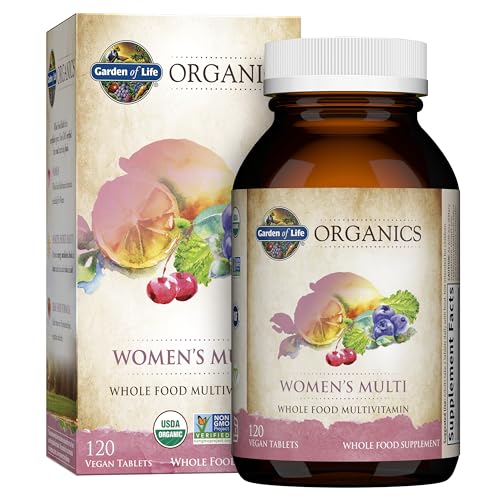 Garden of Life Organics Multivitamin for Women, Womens Multi with Vitamin C, D, Folate, B6, B12, Biotin, Iron, Vegan Whole Food Vitamins for Women, En