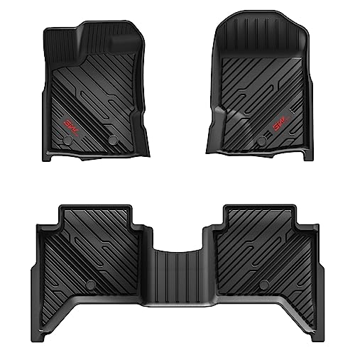 3W Floor Mats Fit for Ford Ranger 2020 2021 2022 2023, TPE All Weather Floor Liner for Ford Ranger Super Crew Cab,1st & 2nd Row Full Set Custom Fit Ca