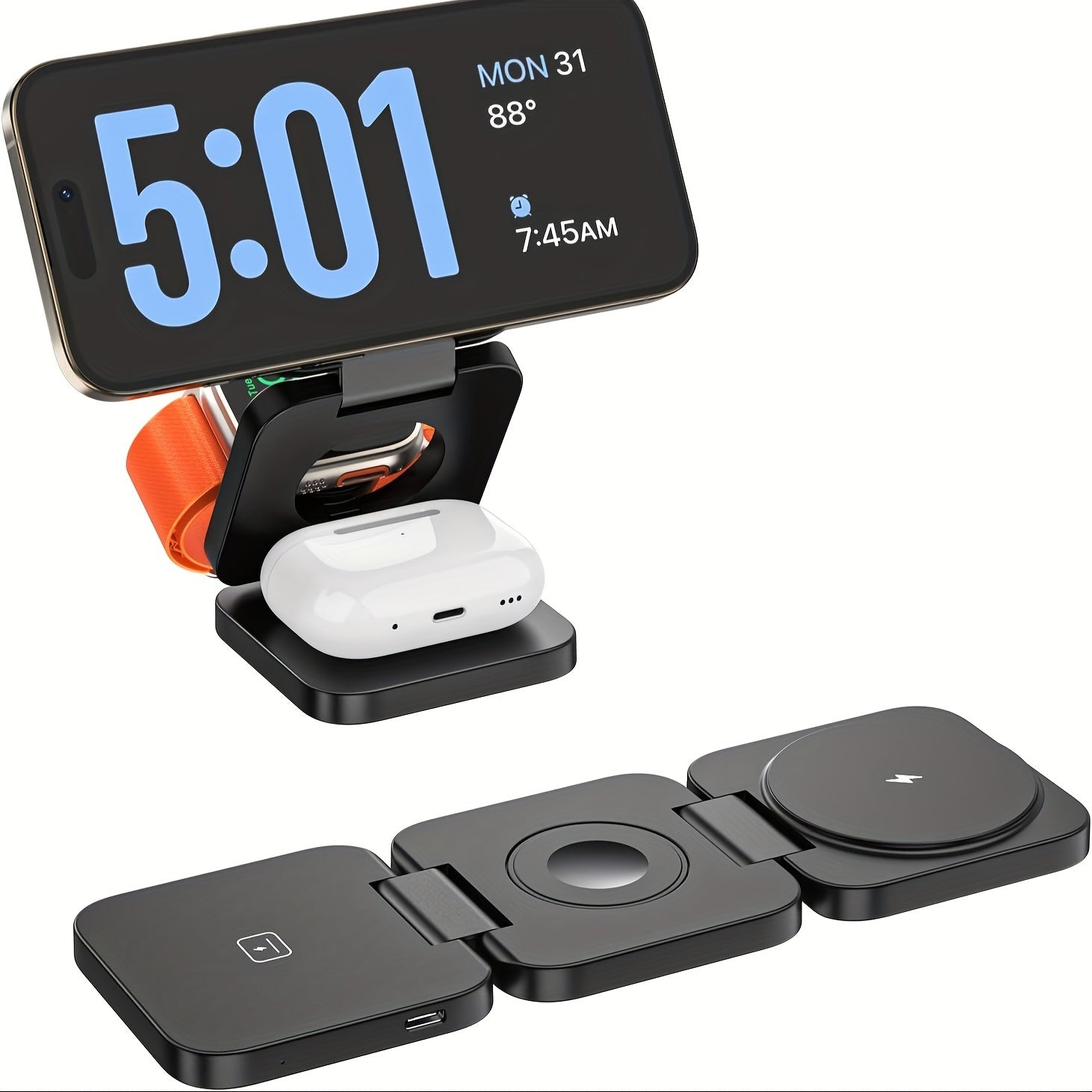 TEMU 3 In 1 Charging Station For , Magnetic Portable Charger Dock, Foldable Travel Charger For Multiple Devices, Wireless Charger For Iphone17 16 15