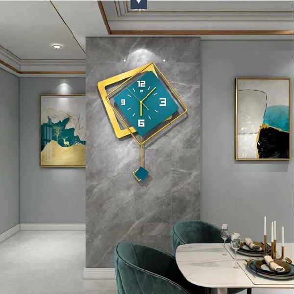 3D Nordic Square Swinging Wall Clock Living Room Mini Home Decoration Light Luxury Wall Clock Wall Decoration Clock W250107