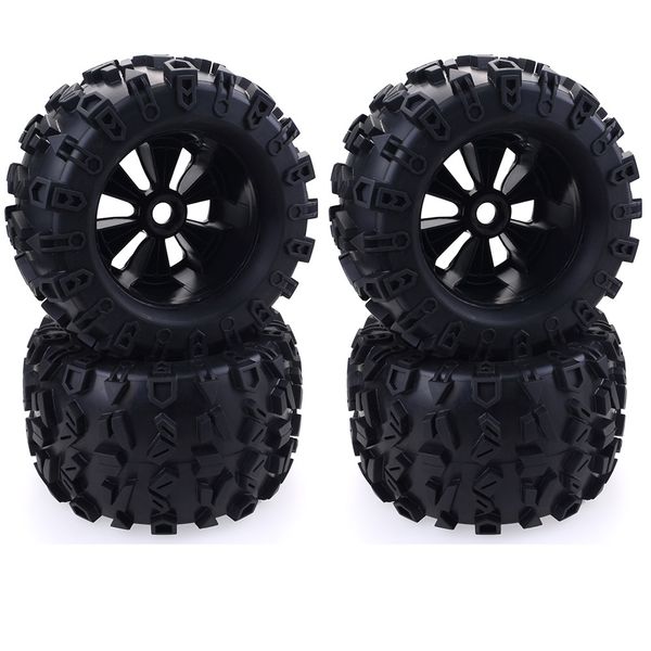 4pcs-pack 1-8 Scale 17mm Hex RC Truck Tires and Wheels Set Glued for Traxxas Maxx Tmaxx E-Revo Revo 3.3, JLB Cheetah Monster