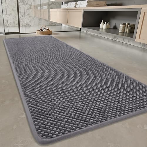 PADOOR-Bath Mat Runner-Super Absorbent Chenille Bathroom Mats-Rubber Backed Bath Mats for Bathroom Non Slip, Machine Washable Bathroom Runner Rugs Fro