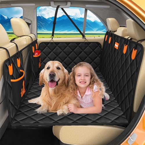 Back Seat Extender for Dogs-Large Space, Dog Car Seat Cover Hard Bottom Holds 400lbs, Dog Car Seat Cover for Back Seat, Waterproof Backseat Cover for