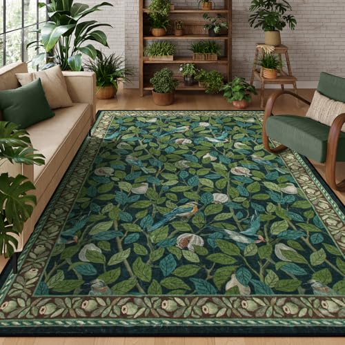 Moynesa Bird 8x10 Area Rugs, Washable Ultra-Thin Soft Living Room Rug for Bedroom, Stain Resistant Vintage Large Playroom Rug Low-Pile Indoor Carpet f